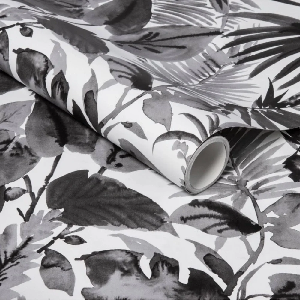 OPALHOUSE NWT tropical leaves peel and stick wallpaper- black & white